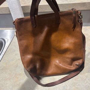 Madewell Brown Leather Zip Tote